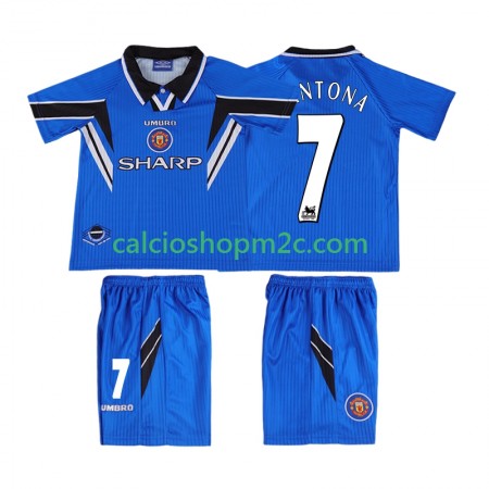 Manchester United CONTONA 7 Retro Bambino Maglia Terza 1996 1998 Manica Corta